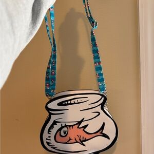 Spencer's White Fishbowl Crossbody Bag with Teal Strap